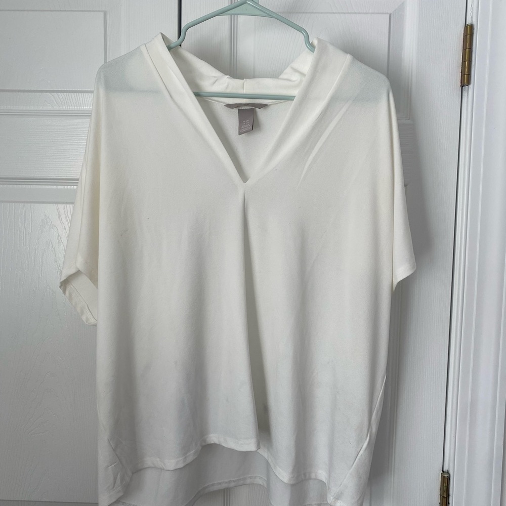 White V-Neck Women's Top